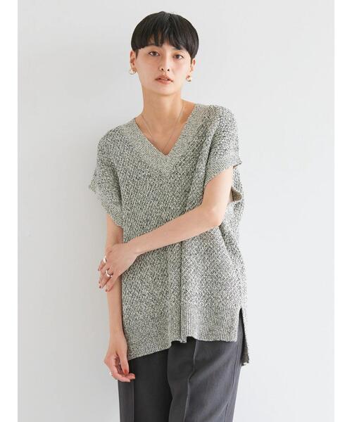 AMERICAN HOLIC（アメリカンホリック）の「リンクス柄Vネックニットベスト（ベスト・レディース・ブラック/ライトグリーン/ベージュ系その他2・M/L）」の4枚目の写真