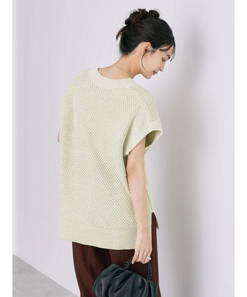 AMERICAN HOLIC（アメリカンホリック）の「リンクス柄Vネックニットベスト（ベスト・レディース・ブラック/ライトグリーン/ベージュ系その他2・M/L）」の6枚目の写真