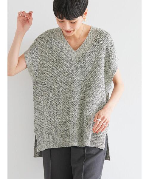 AMERICAN HOLIC（アメリカンホリック）の「リンクス柄Vネックニットベスト（ベスト・レディース・ブラック/ライトグリーン/ベージュ系その他2・M/L）」の2枚目の写真