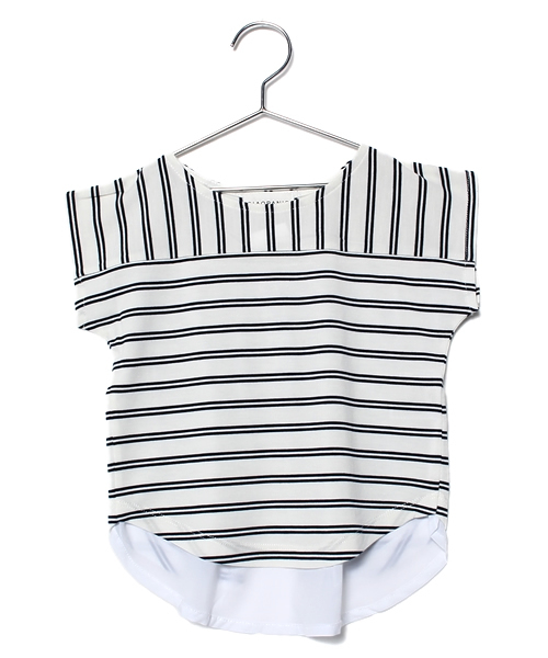 CIAOPANIC TYPY（チャオパニックティピー）の「KIDS バックレースボーダーTシャツ（Tシャツ/カットソー・キッズ・ネイビー/オフホワイト・105/125/115/135/95）」の2枚目の写真