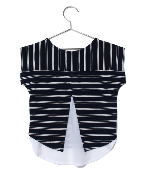 CIAOPANIC TYPY（チャオパニックティピー）の「KIDS バックレースボーダーTシャツ（Tシャツ/カットソー・キッズ・ネイビー/オフホワイト・105/125/115/135/95）」の7枚目の写真