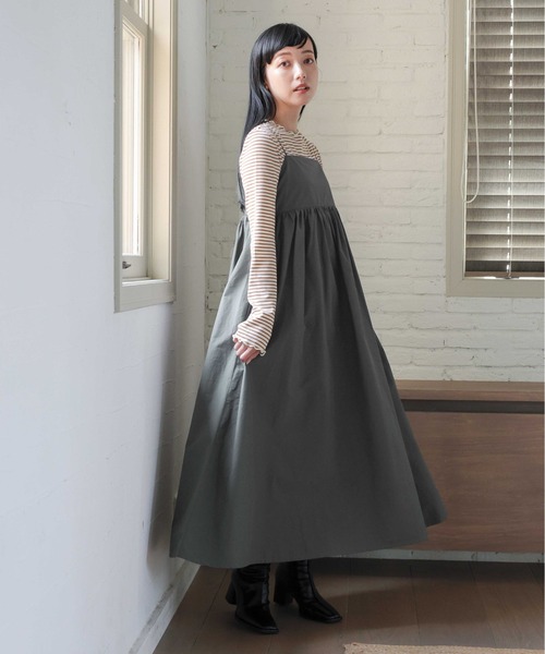 LOWRYS FARM（ローリーズファーム）の「スクエアボリュームキャミワンピース　968690（ワンピース・レディース・チャコールグレー/ブラック/グリーン/アイボリー/その他・FREE）」の3枚目の写真