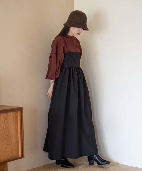 LOWRYS FARM（ローリーズファーム）の「スクエアボリュームキャミワンピース　968690（ワンピース・レディース・チャコールグレー/ブラック/グリーン/アイボリー/その他・FREE）」の5枚目の写真