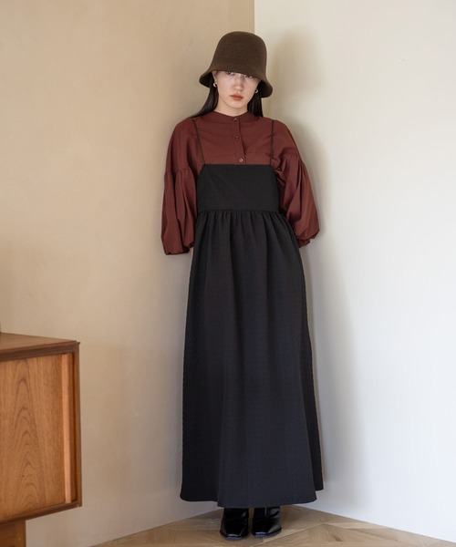 LOWRYS FARM（ローリーズファーム）の「スクエアボリュームキャミワンピース　968690（ワンピース・レディース・チャコールグレー/ブラック/グリーン/アイボリー/その他・FREE）」の14枚目の写真