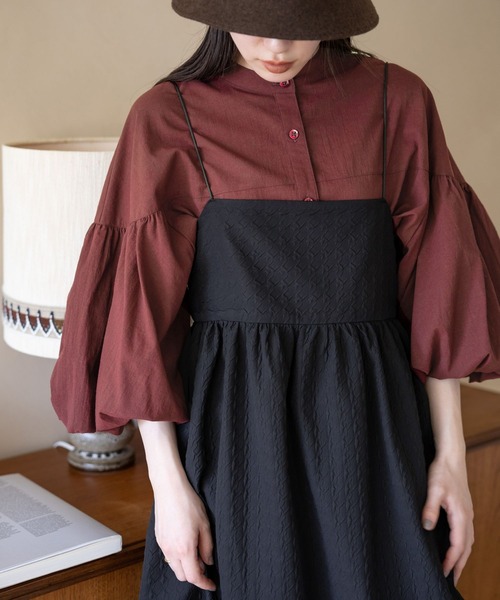 LOWRYS FARM（ローリーズファーム）の「スクエアボリュームキャミワンピース　968690（ワンピース・レディース・チャコールグレー/ブラック/グリーン/アイボリー/その他・FREE）」の7枚目の写真