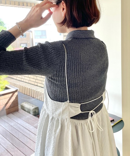 LOWRYS FARM（ローリーズファーム）の「スクエアボリュームキャミワンピース　968690（ワンピース・レディース・チャコールグレー/ブラック/グリーン/アイボリー/その他・FREE）」の11枚目の写真