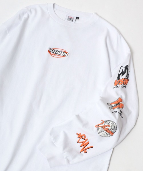VISION STREET WEAR(ヴィジョンストリートウェア)の「VISION STREET WEAR/ヴィジョンストリートウエア オーバーサイズ リンガー 袖 バックプリント ワンポイント ロンT 長袖Tシャツ レディース メンズ(Tシャツ/カットソー・レディース・ホワイト系その他/ブラック系その他/ホワイト系その他3/ブラック系その他2/ブラック/ホワイト/ホワイト系その他2・M/LL/L)」の2枚目の写真
