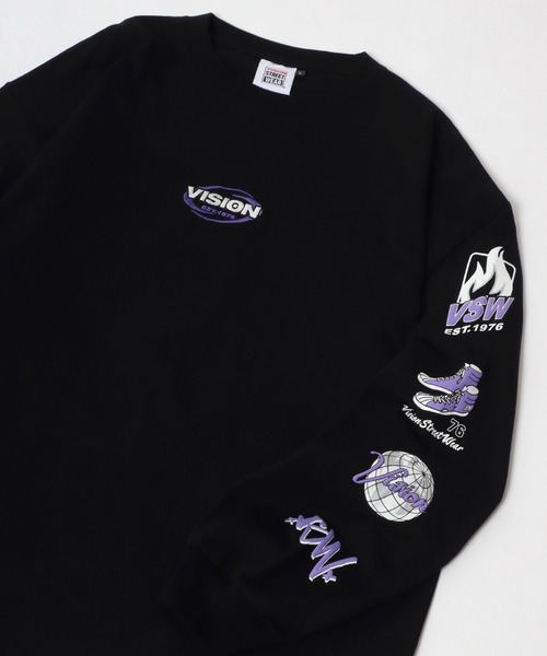 VISION STREET WEAR(ヴィジョンストリートウェア)の「VISION STREET WEAR/ヴィジョンストリートウエア オーバーサイズ リンガー 袖 バックプリント ワンポイント ロンT 長袖Tシャツ レディース メンズ(Tシャツ/カットソー・レディース・ホワイト系その他/ブラック系その他/ホワイト系その他3/ブラック系その他2/ブラック/ホワイト/ホワイト系その他2・M/LL/L)」の6枚目の写真