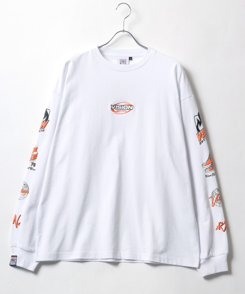 VISION STREET WEAR(ヴィジョンストリートウェア)の「VISION STREET WEAR/ヴィジョンストリートウエア オーバーサイズ リンガー 袖 バックプリント ワンポイント ロンT 長袖Tシャツ レディース メンズ(Tシャツ/カットソー・レディース・ホワイト系その他/ブラック系その他/ホワイト系その他3/ブラック系その他2/ブラック/ホワイト/ホワイト系その他2・M/LL/L)」の8枚目の写真