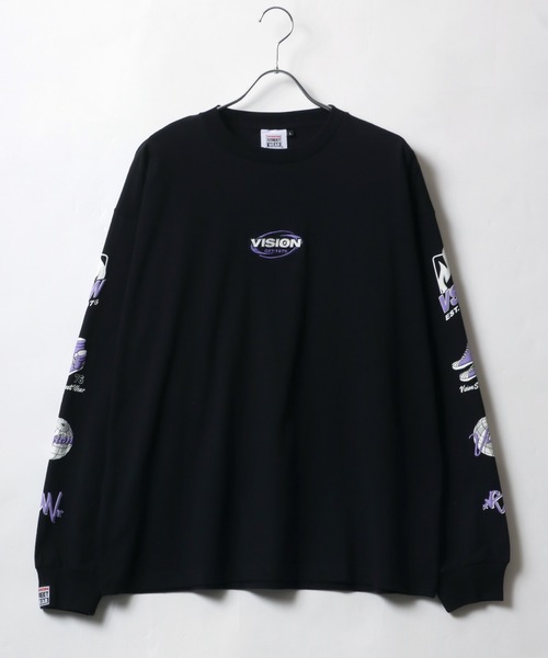 VISION STREET WEAR(ヴィジョンストリートウェア)の「VISION STREET WEAR/ヴィジョンストリートウエア オーバーサイズ リンガー 袖 バックプリント ワンポイント ロンT 長袖Tシャツ レディース メンズ(Tシャツ/カットソー・レディース・ホワイト系その他/ブラック系その他/ホワイト系その他3/ブラック系その他2/ブラック/ホワイト/ホワイト系その他2・M/LL/L)」の10枚目の写真