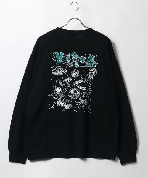 VISION STREET WEAR(ヴィジョンストリートウェア)の「VISION STREET WEAR/ヴィジョンストリートウエア オーバーサイズ リンガー 袖 バックプリント ワンポイント ロンT 長袖Tシャツ レディース メンズ(Tシャツ/カットソー・レディース・ホワイト系その他/ブラック系その他/ホワイト系その他3/ブラック系その他2/ブラック/ホワイト/ホワイト系その他2・M/LL/L)」の21枚目の写真