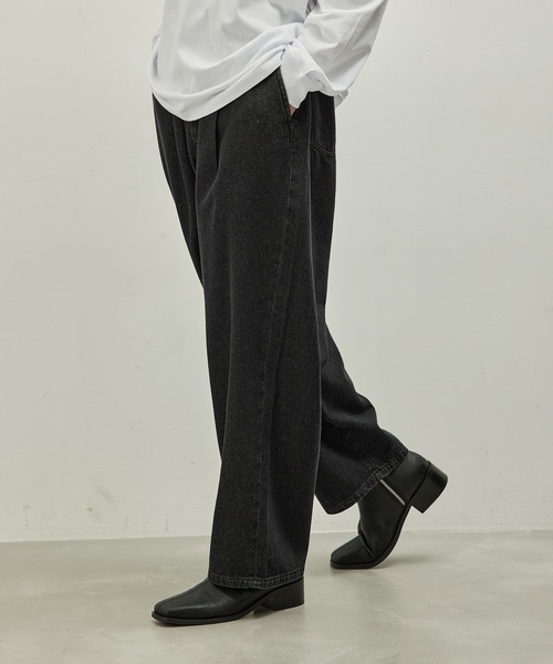 JUNRED(ジュンレッド)の「デニムワイドパンツ(デニムパンツ・メンズ・ネイビー/ブラック/グレー・M/L/LL)」の4枚目の写真