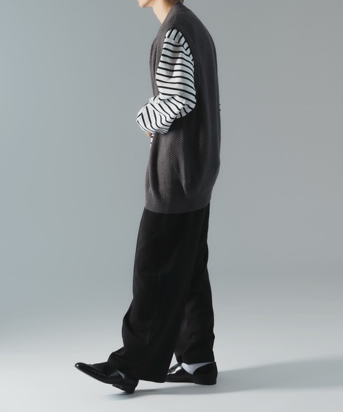 epnok（エプノック）の「ダブルジップ鹿の子ニットベスト（ベスト・メンズ・レッド/チャコールグレー・SMALL/MEDIUM/LARGE）」の19枚目の写真