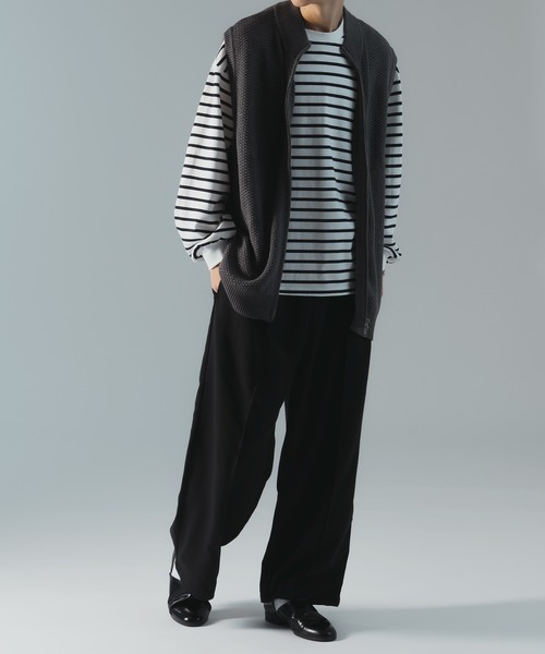 epnok（エプノック）の「ダブルジップ鹿の子ニットベスト（ベスト・メンズ・レッド/チャコールグレー・SMALL/MEDIUM/LARGE）」の18枚目の写真