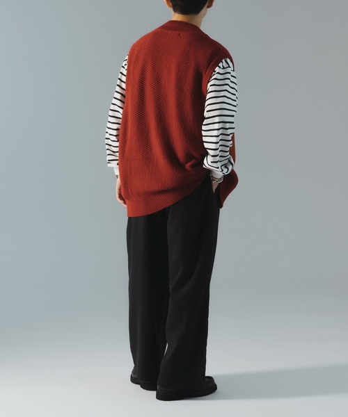 epnok（エプノック）の「ダブルジップ鹿の子ニットベスト（ベスト・メンズ・レッド/チャコールグレー・SMALL/MEDIUM/LARGE）」の8枚目の写真