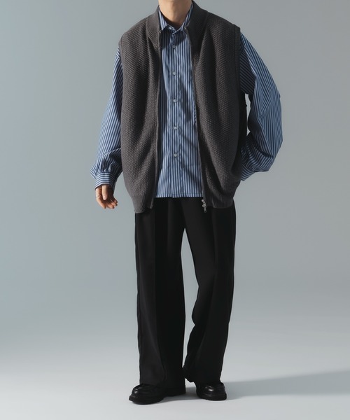 epnok（エプノック）の「ダブルジップ鹿の子ニットベスト（ベスト・メンズ・レッド/チャコールグレー・SMALL/MEDIUM/LARGE）」の22枚目の写真