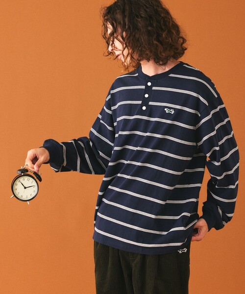 TOWNCRAFT（タウンクラフト）の「TOWN CRAFT/タウンクラフト 別注 スリーラインボーダーロングスリーブ ヘンリーネックTシャツ（Tシャツ/カットソー・メンズ・ホワイト×ブラック/ブラック×ホワイト/ベージュ系その他/ネイビー×ホワイト・LARGE/MEDIUM）」の11枚目の写真
