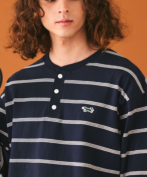 TOWNCRAFT（タウンクラフト）の「TOWN CRAFT/タウンクラフト 別注 スリーラインボーダーロングスリーブ ヘンリーネックTシャツ（Tシャツ/カットソー・メンズ・ホワイト×ブラック/ブラック×ホワイト/ベージュ系その他/ネイビー×ホワイト・LARGE/MEDIUM）」の14枚目の写真