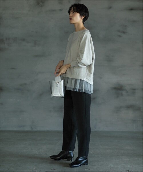 OPAQUE.CLIP（オペークドットクリップ）の「◆≪エマール検証済≫イージーテーパードパンツ/ネオサーモ【洗濯機洗い可/蓄熱素材/ストレッチ/イージーケア】（その他パンツ・レディース・ボルドー/ブラウン系その他/オフホワイト/ブラック・38/36/40/34/42）」の13枚目の写真