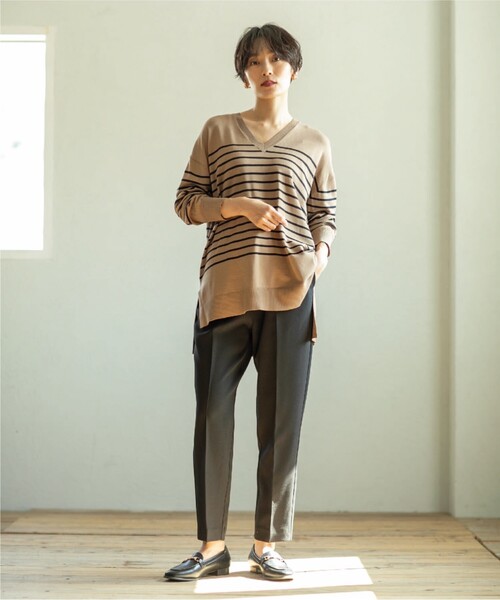 OPAQUE.CLIP（オペークドットクリップ）の「◆≪エマール検証済≫イージーテーパードパンツ/ネオサーモ【洗濯機洗い可/蓄熱素材/ストレッチ/イージーケア】（その他パンツ・レディース・ボルドー/ブラウン系その他/オフホワイト/ブラック・38/36/40/34/42）」の22枚目の写真