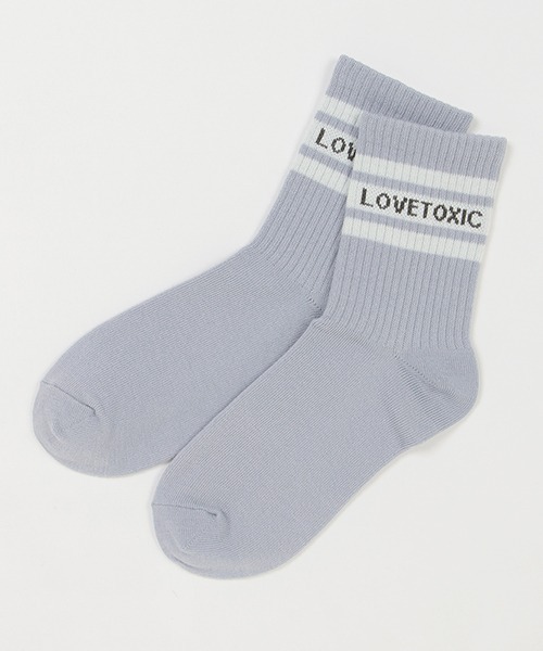 LOVETOXIC（ラブトキシック）の「ラインロゴクルーソックス（ソックス/靴下・キッズ・サックスブルー/ラベンダー/オフホワイト/ベージュ/ブラック/モスグリーン・FREE）」の6枚目の写真
