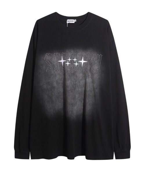 Ressaca(レサーカ)の「オーバーサイズ ユーズド加工 ロゴプリント刺繍 長袖Tシャツ(Tシャツ/カットソー・メンズ・レッド/パープル系/パープル/ブラック系/ブラック/レッド系・M/L/XL)」の3枚目の写真