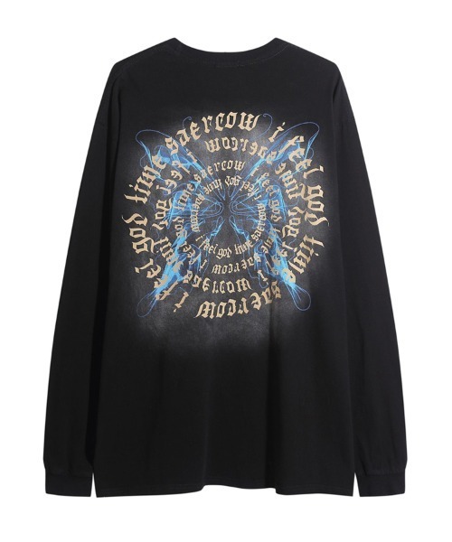 Ressaca(レサーカ)の「オーバーサイズ ユーズド加工 ロゴプリント刺繍 長袖Tシャツ(Tシャツ/カットソー・メンズ・レッド/パープル系/パープル/ブラック系/ブラック/レッド系・M/L/XL)」の2枚目の写真