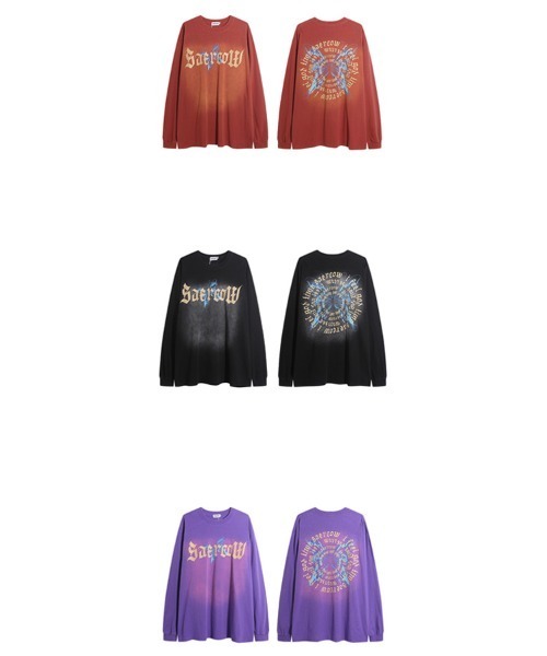 Ressaca(レサーカ)の「オーバーサイズ ユーズド加工 ロゴプリント刺繍 長袖Tシャツ(Tシャツ/カットソー・メンズ・レッド/パープル系/パープル/ブラック系/ブラック/レッド系・M/L/XL)」の8枚目の写真
