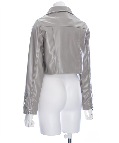 clear(クリア)の「ショート丈ライダースジャケット(ライダースジャケット・レディース・グレイッシュベージュ/ブラック・F)」の11枚目の写真