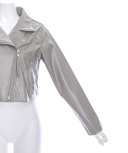 clear(クリア)の「ショート丈ライダースジャケット(ライダースジャケット・レディース・グレイッシュベージュ/ブラック・F)」の10枚目の写真