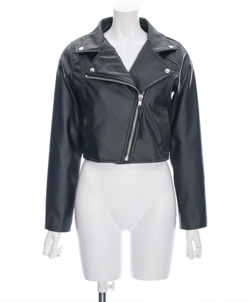 clear(クリア)の「ショート丈ライダースジャケット(ライダースジャケット・レディース・グレイッシュベージュ/ブラック・F)」の16枚目の写真