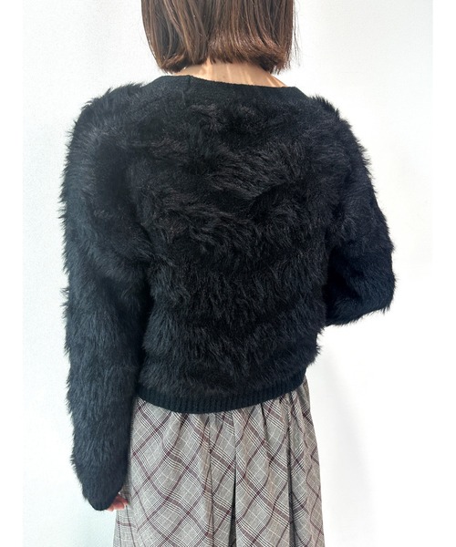 CECIL McBEE（セシルマクビー）の「ビジュー釦付きカーディガン（ニット/セーター・レディース・ピンク/ブラック/アイボリー・MEDIUM）」の9枚目の写真