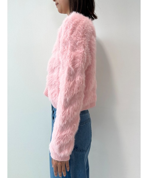 CECIL McBEE（セシルマクビー）の「ビジュー釦付きカーディガン（ニット/セーター・レディース・ピンク/ブラック/アイボリー・MEDIUM）」の12枚目の写真