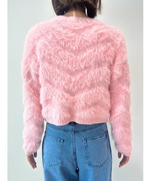 CECIL McBEE（セシルマクビー）の「ビジュー釦付きカーディガン（ニット/セーター・レディース・ピンク/ブラック/アイボリー・MEDIUM）」の14枚目の写真