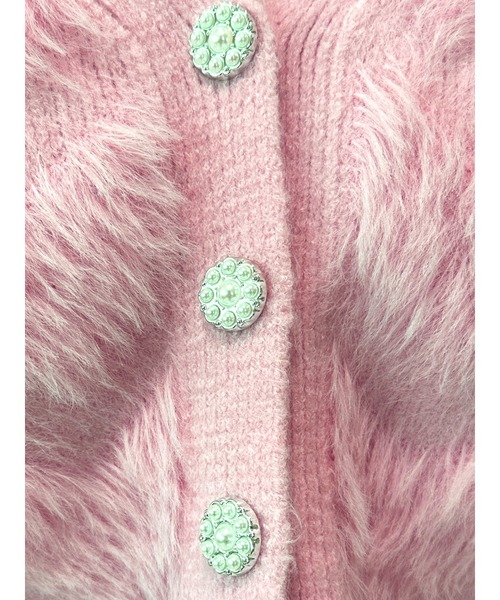 CECIL McBEE（セシルマクビー）の「ビジュー釦付きカーディガン（ニット/セーター・レディース・ピンク/ブラック/アイボリー・MEDIUM）」の15枚目の写真