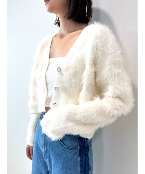 CECIL McBEE（セシルマクビー）の「ビジュー釦付きカーディガン（ニット/セーター・レディース・ピンク/ブラック/アイボリー・MEDIUM）」の16枚目の写真