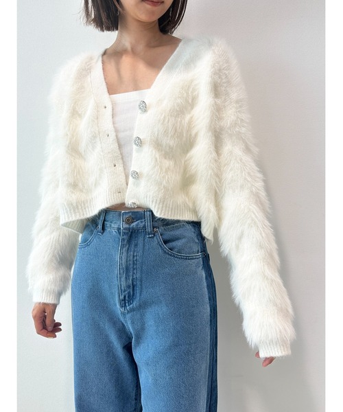 CECIL McBEE（セシルマクビー）の「ビジュー釦付きカーディガン（ニット/セーター・レディース・ピンク/ブラック/アイボリー・MEDIUM）」の17枚目の写真