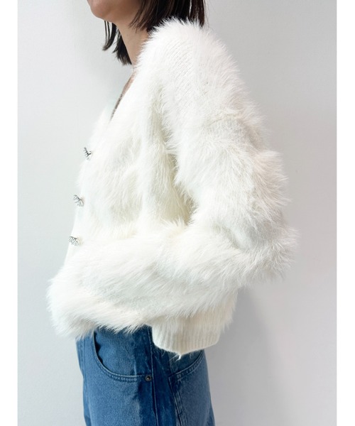 CECIL McBEE（セシルマクビー）の「ビジュー釦付きカーディガン（ニット/セーター・レディース・ピンク/ブラック/アイボリー・MEDIUM）」の18枚目の写真