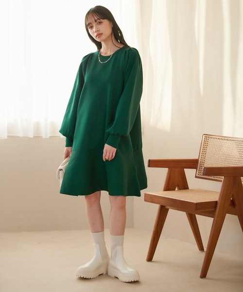 VIS(ビス)の「パフスリーブ切り替えミニフレアワンピース(ワンピース・レディース・ベージュ系その他/イエロー系その他3/ブラック/グリーン・FREE)」の17枚目の写真