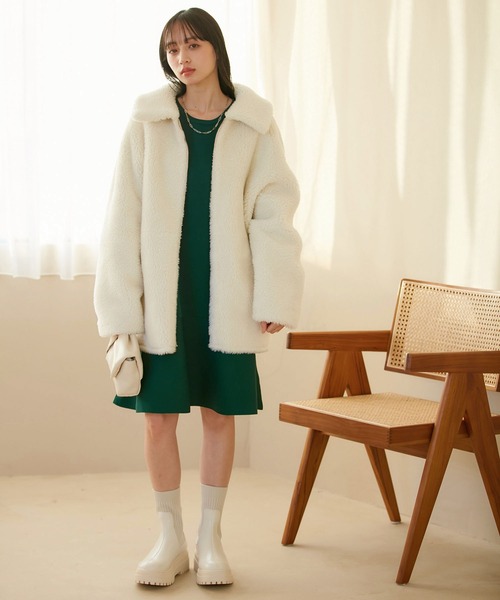 VIS(ビス)の「パフスリーブ切り替えミニフレアワンピース(ワンピース・レディース・ベージュ系その他/イエロー系その他3/ブラック/グリーン・FREE)」の18枚目の写真