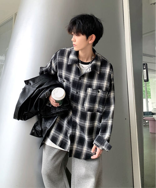 セール】□25AW新色追加【neos】ビッグシルエット オンブレー チェック