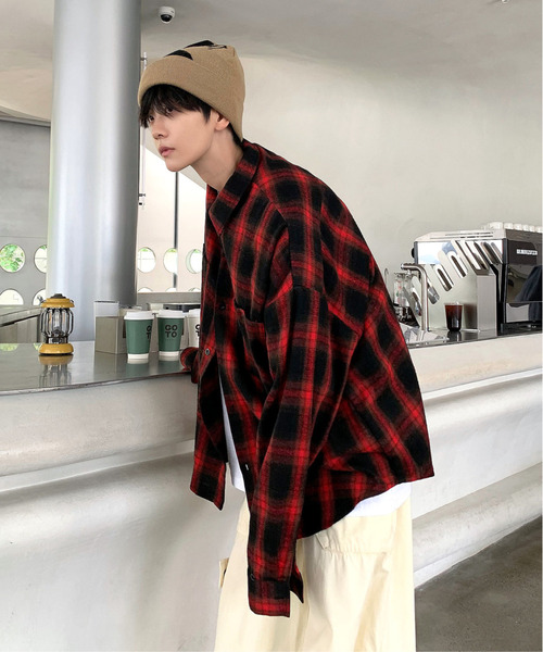 neos(ネオス)の「■25AW新色追加【neos】ビッグシルエット オンブレー チェック ロングスリーブ ネルシャツ(シャツ/ブラウス・メンズ・レッド/ブラック/ブラウン・LARGE/MEDIUM/X-LARGE)」の20枚目の写真