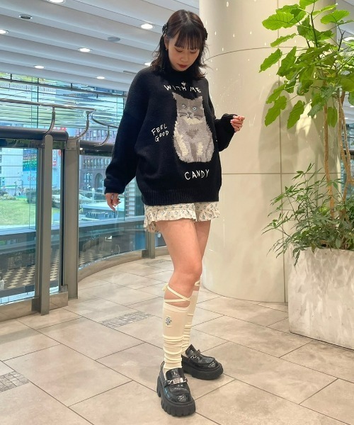 Candy Stripper（キャンディストリッパー）の「LAZY CAT ニット（ニット/セーター・レディース・ブラック/アイボリー/ライトブルー・2）」の22枚目の写真