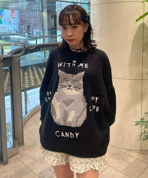 Candy Stripper（キャンディストリッパー）の「LAZY CAT ニット（ニット/セーター・レディース・ブラック/アイボリー/ライトブルー・2）」の21枚目の写真