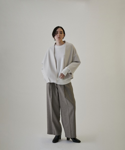WEB限定】ウールライクノーカラーショートコート | サロン