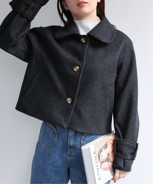 LAC-VERT(ラック・ヴェール)の「ステンカラーフェイクウールコート(ステンカラーコート・レディース・ベージュ/ブラック/ブラウン・FREE)」の2枚目の写真