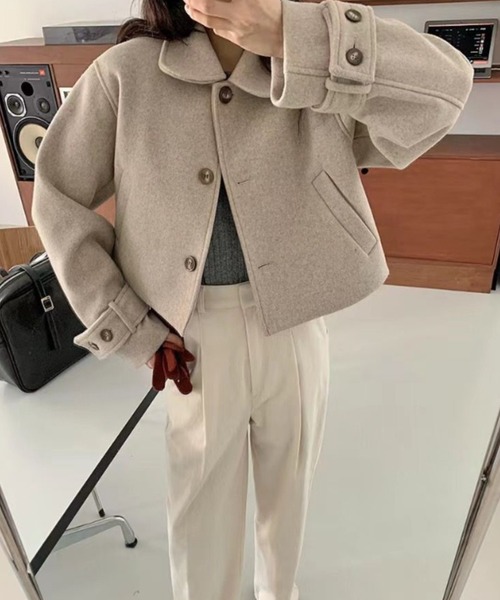 LAC-VERT(ラック・ヴェール)の「ステンカラーフェイクウールコート(ステンカラーコート・レディース・ベージュ/ブラック/ブラウン・FREE)」の13枚目の写真