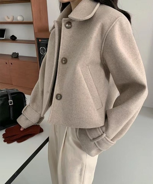 LAC-VERT(ラック・ヴェール)の「ステンカラーフェイクウールコート(ステンカラーコート・レディース・ベージュ/ブラック/ブラウン・FREE)」の10枚目の写真