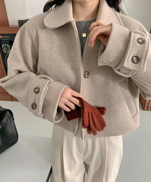 LAC-VERT(ラック・ヴェール)の「ステンカラーフェイクウールコート(ステンカラーコート・レディース・ベージュ/ブラック/ブラウン・FREE)」の12枚目の写真