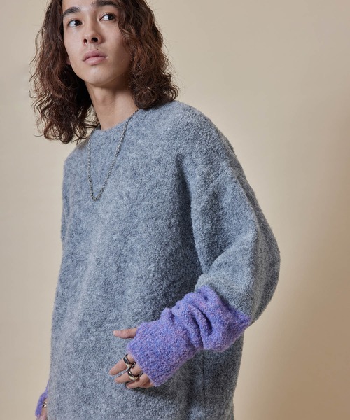 re_k by JUNRED(レクバイジュンレッド)の「re_k by JUNRED / カラースリーブメランジブークレニットプルオーバー(ニット/セーター・メンズ・チャコールグレー/ライトグレー/ブラック・L/M/S)」の12枚目の写真